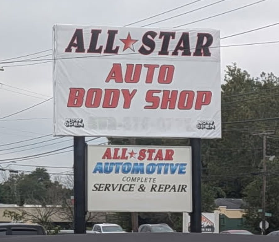 The All Star Auto Body Shop sign on Dixie Highway in Louisville